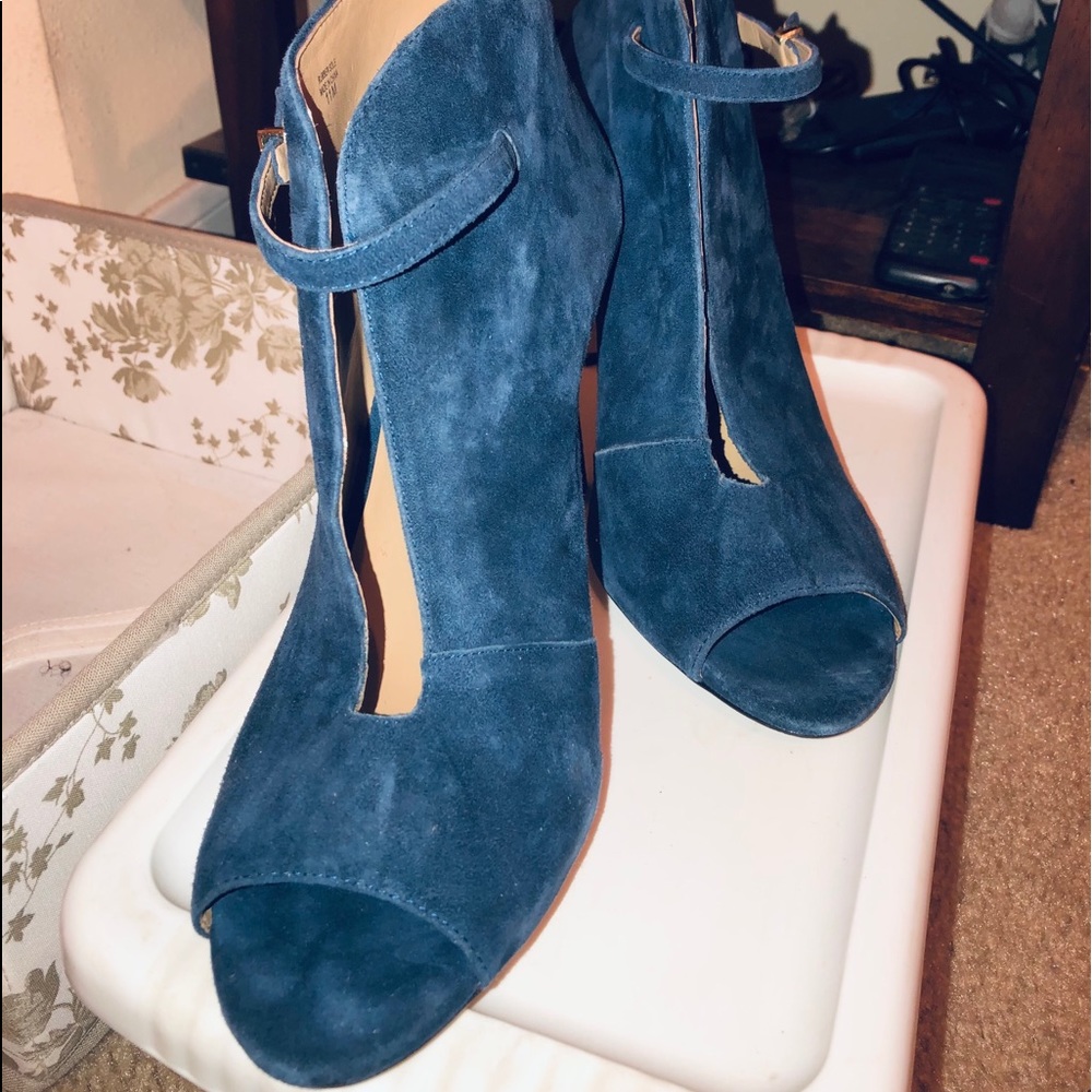 Ann Taylor Navy Blue Suede Stillettos